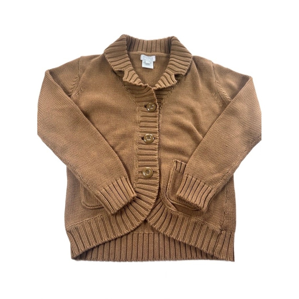 FDJ French Dressing Cardigan Women L Brown Shawl Collar Chunky Knit Button Front